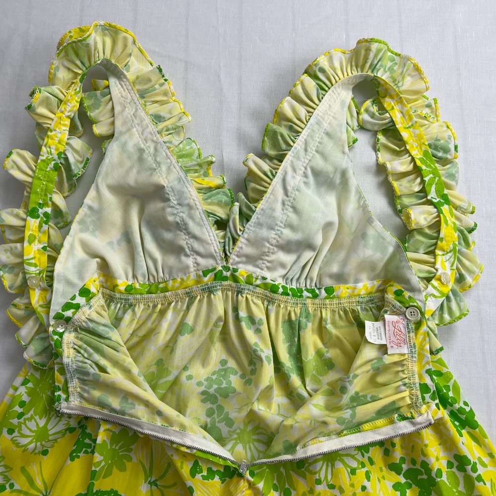 Adorable 1960s Lilly Pulitzer " The Lilly " Ruffled Maxi Dress Vintage Size 12 - Picture 9 of 13